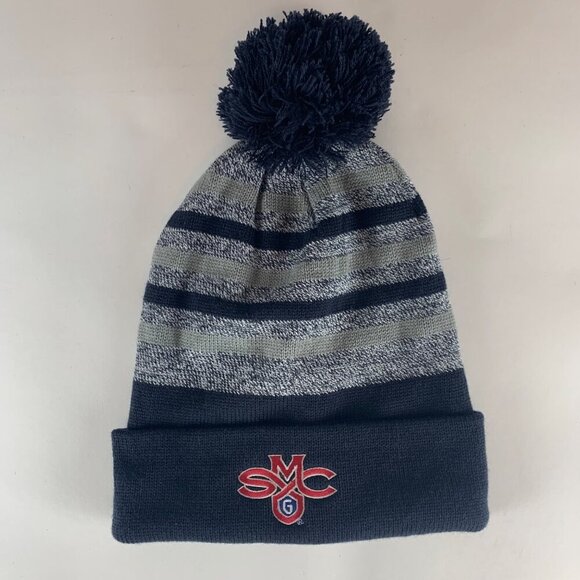 St Mays Gaels NCAA Navy Blue Gray Logofit Knit Pom Beanie Cap - Picture 1 of 3